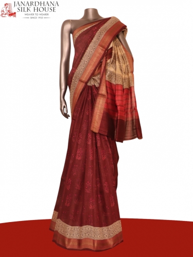 Pure Floral Tussar Silk Saree